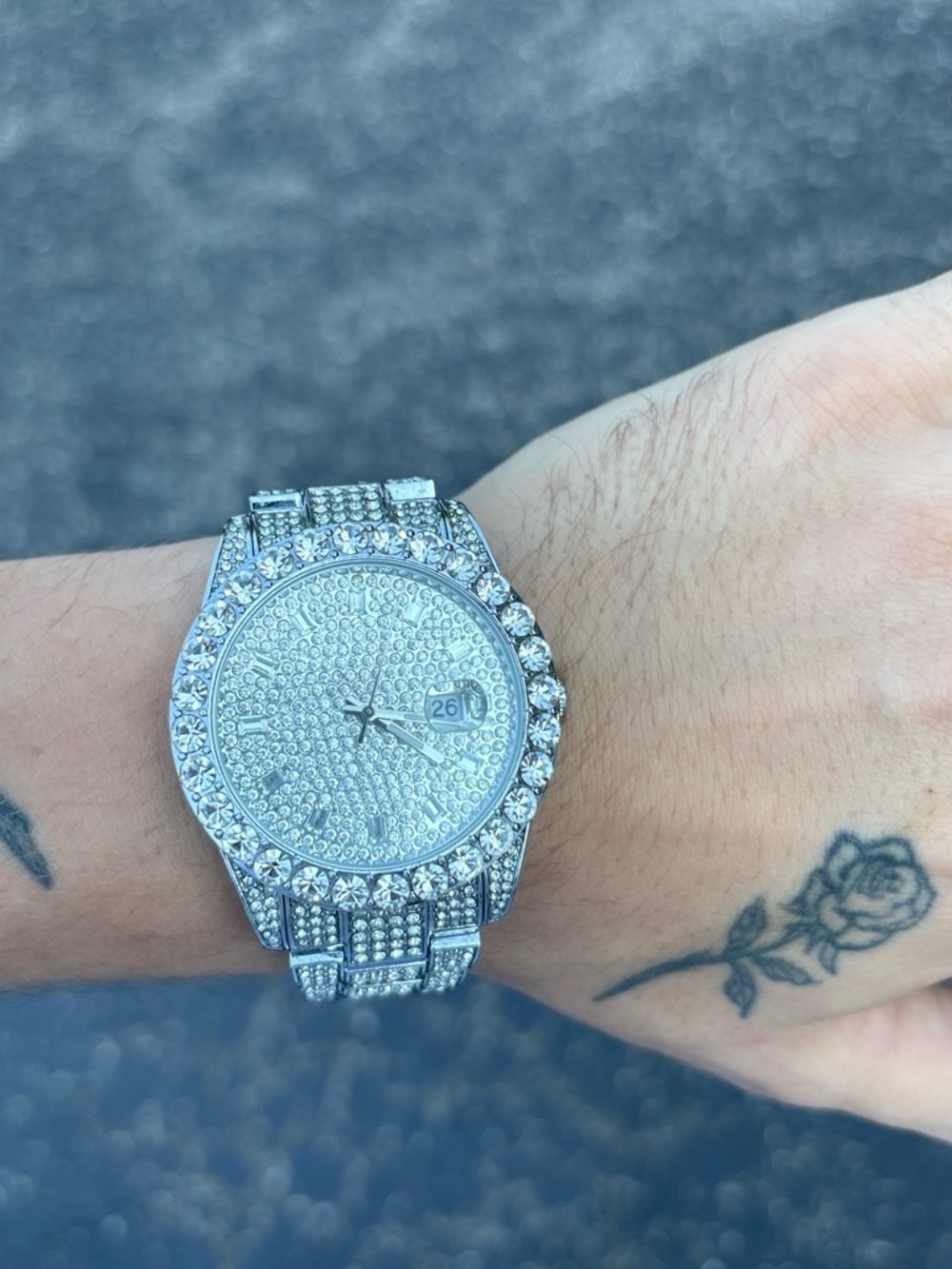 Men's Silver Crystal Pavé Dress Watch